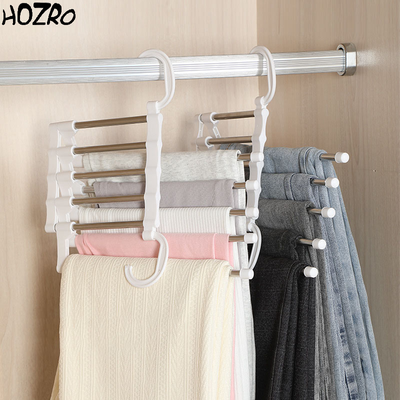 Umeraș Telescopic HOZRO, pentru Pantaloni – Suport Multifuncțional Antialunecare, Organizator de Haine cu Design Stratificat pentru Blugi, Fuste, Eșarfe și Pantaloni – Economisitor de Spațiu pentru Casă și Dulap HOZRO