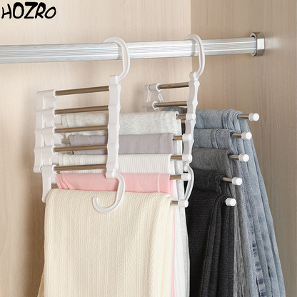 Umeraș Telescopic HOZRO, pentru Pantaloni – Suport Multifuncțional Antialunecare, Organizator de Haine cu Design Stratificat pentru Blugi, Fuste, Eșarfe și Pantaloni – Economisitor de Spațiu pentru Casă și Dulap HOZRO