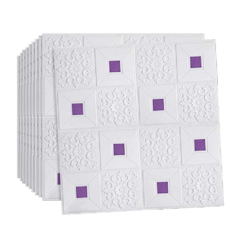 Tapet 3D autoadeziv, Model pentru Tavan/Perete, design modern, foarte usor de montat, Alb/Mov HOZRO