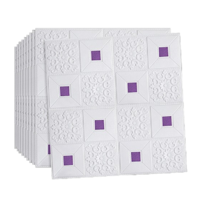 Tapet 3D autoadeziv, Model pentru Tavan/Perete, design modern, foarte usor de montat, Alb/Mov HOZRO
