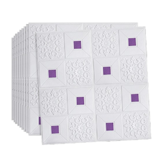 Tapet 3D autoadeziv, Model pentru Tavan/Perete, design modern, foarte usor de montat, Alb/Mov HOZRO