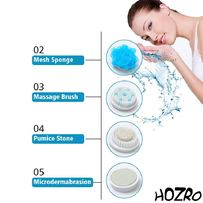 Perie electrică HOZRO, de masaj și curățare Spin Spa, cu multiple capete interschimbabile, design ergonomic și funcționare pe baterii, ideală pentru exfoliere, îngrijirea pielii și relaxare în timpul dușului HOZRO