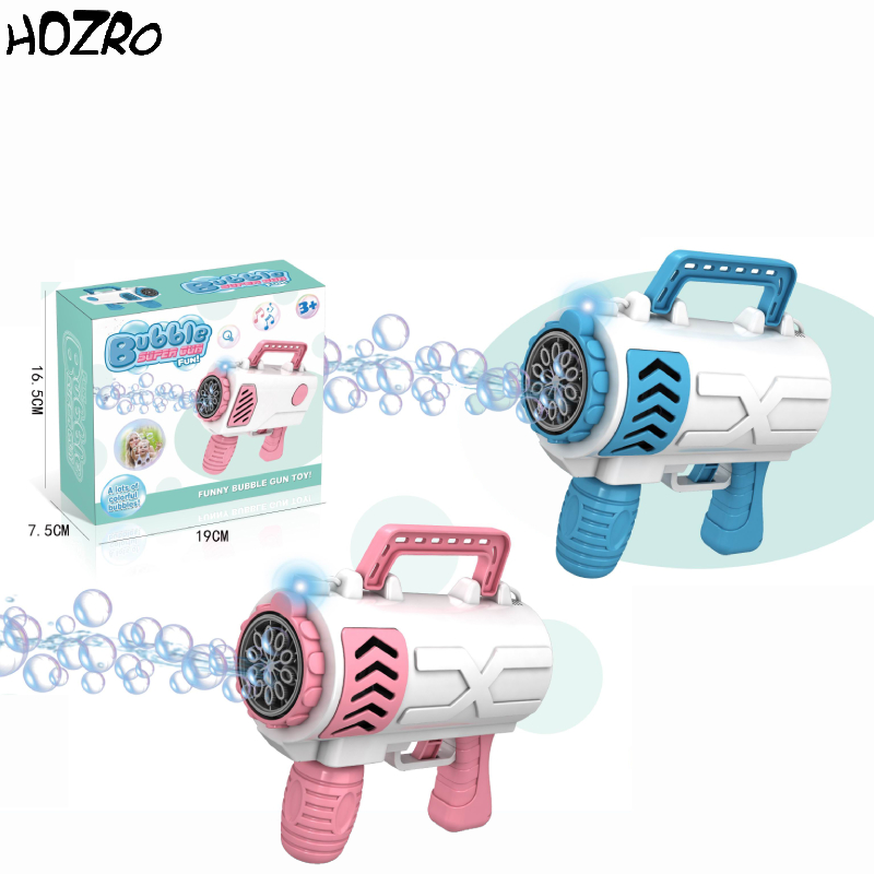 Jucarie pistol baloane de sapun HOZRO, pentru copii, cu 10 orificii, model Bubble Super Gun HOZRO