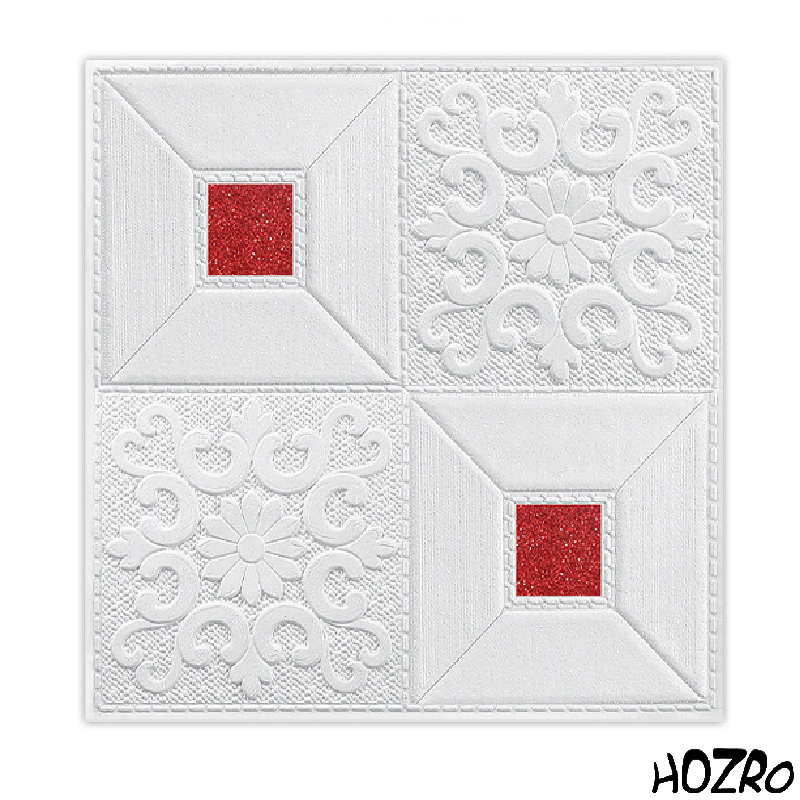 Tapet 3D autoadeziv, Model pentru Tavan/Perete, design modern, foarte usor de montat, Alb/Rosu HOZRO