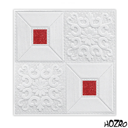 Tapet 3D autoadeziv, Model pentru Tavan/Perete, design modern, foarte usor de montat, Alb/Rosu HOZRO