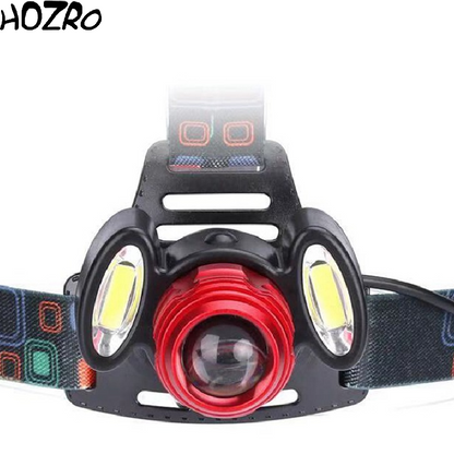 💡 Lanternă de Cap HOZRO, 3 LED Rotary Zoom Oval – Iluminare Reglabilă și Puternică, Hands-Free pentru Camping, Drumeții, Ciclism sau Lucru în Întuneric HOZRO
