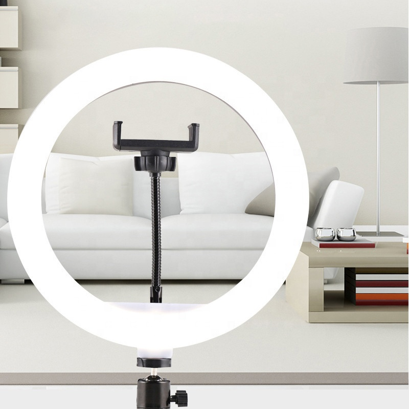 Lampa circulara Ring Light HOZRO, diametru 36 cm/14" LED, lumina naturala/rece/calda, conectare USB, reglaj intensitate, suport telefon, Perfectă pentru Orice Situație HOZRO