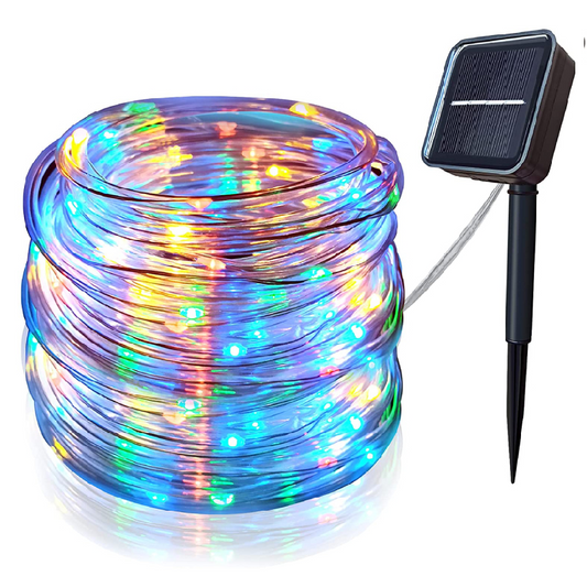 Tub Luminos LED Solar HOZRO, 10 Metri cu 60 Beculețe, Iluminare Multicoloră, Ambalat la Cutie – Ghirlandă Decorativă Rezistentă la Apă pentru Grădină, Terasă, Crăciun și Evenimente Festive HOZRO