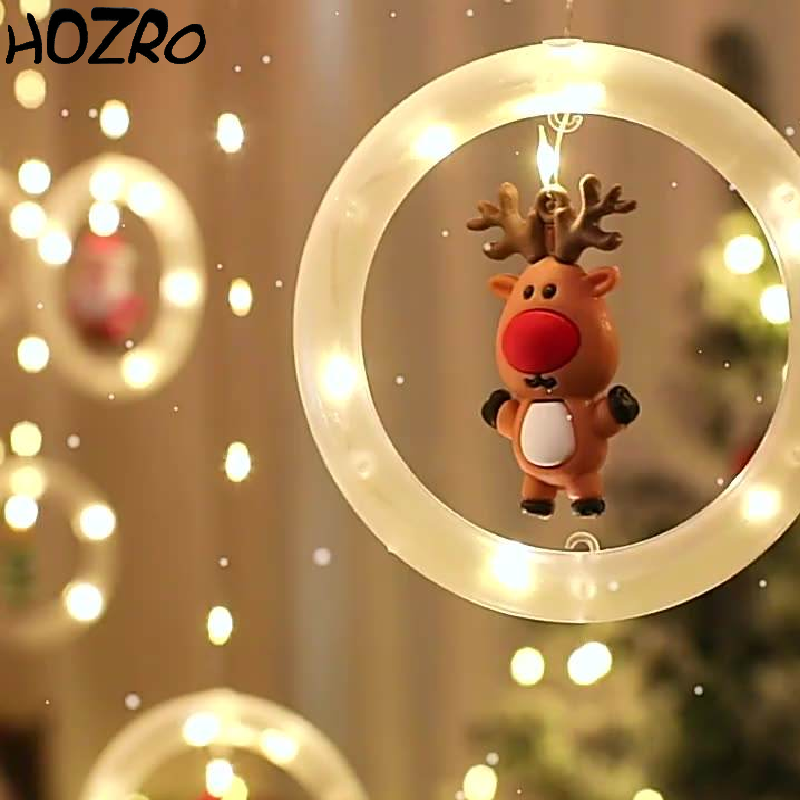 🎄 Ghirlandă Luminoasă HOZRO, de Crăciun cu 10 Inele Suspendate, 3 Metri – Figurine Festive 3D și LED cu Lumină Caldă ✨ HOZRO