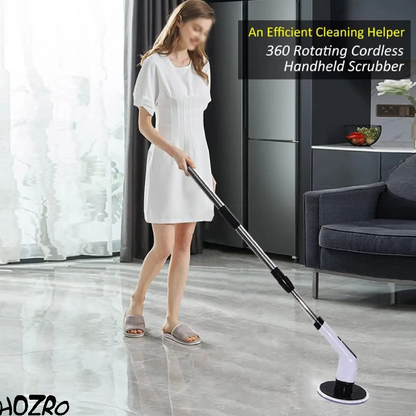 Perie electrica rotativa HOZRO, pentru curatare eficienta fara efort, maner extensibil, multifunctionala fara fir, baterie cu incarcare USB tip C, 2500mAh, pentru diverse suprafete, cu 9 capete detasabile HOZRO
