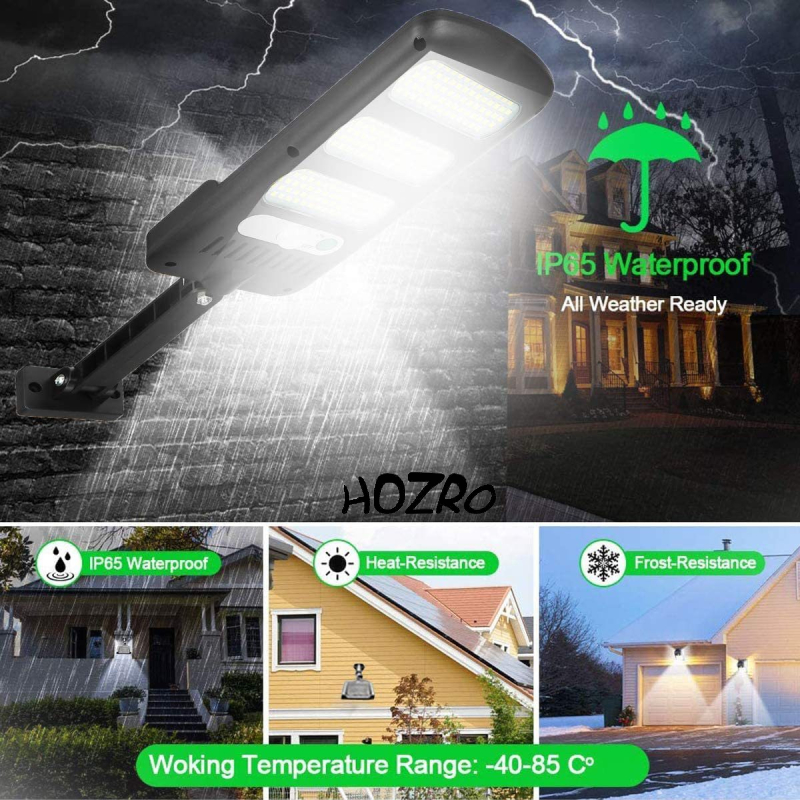 Lampă Solară LED HOZRO, Model JY-213 cu Panou Solar Eficient, Putere Mare, Senzor de Mișcare și Telecomandă – Rezistentă la Apă (IP65), Ideală pentru Curte, Grădină, Terasă și Iluminat Exterior HOZRO