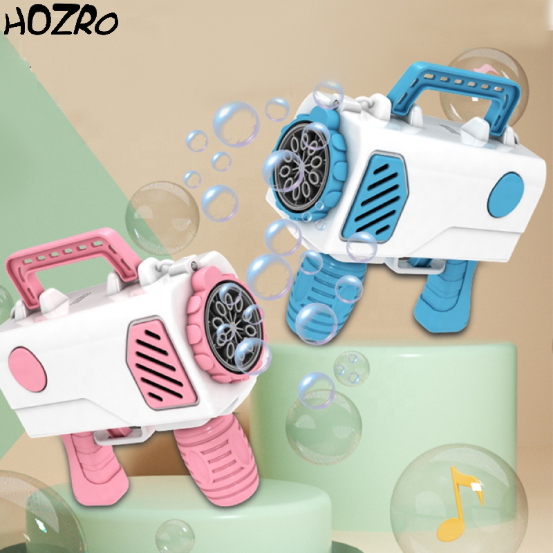 Jucarie pistol baloane de sapun HOZRO, pentru copii, cu 10 orificii, model Bubble Super Gun HOZRO