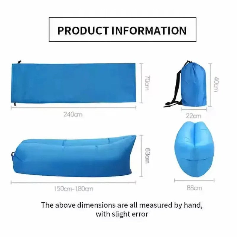 Saltea Gonflabilă Lazy Bag Tip Sezlong – Perfectă pentru Camping, Plajă și Piscină! 🏖️Blue BESTSELLS
