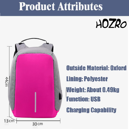 Rucsac Laptop HOZRO, 14 inch, Port USB, Poliester Rezistent, Compartiment Laptop, Călătorie, Școală sau Birou, Vișiniu HOZRO