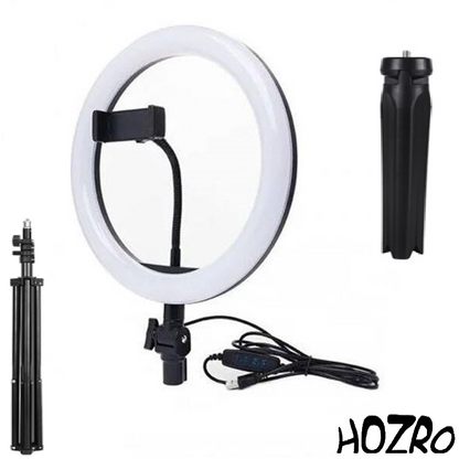 Lampa circulara Ring Light HOZRO, diametru 36 cm/14" LED, lumina naturala/rece/calda, conectare USB, reglaj intensitate, suport telefon, Perfectă pentru Orice Situație HOZRO