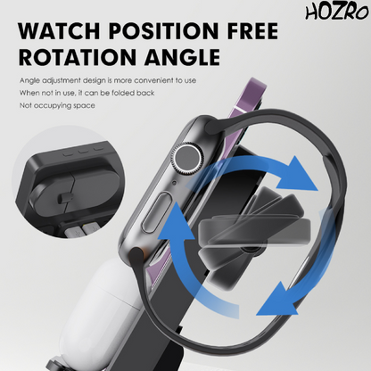 Stație de încărcare 4 în 1 HOZRO, Suport Multifuncțional pentru Telefon, Smartwatch, AirPods și Accesorii, Design Modern și Compact HOZRO