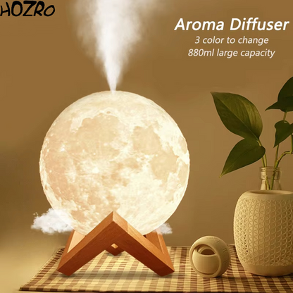 Difuzor HOZRO, Aromaterapie Moon – Lampă Umidificator în Formă de Lună, cu Iluminare LED și Design Relaxant HOZRO