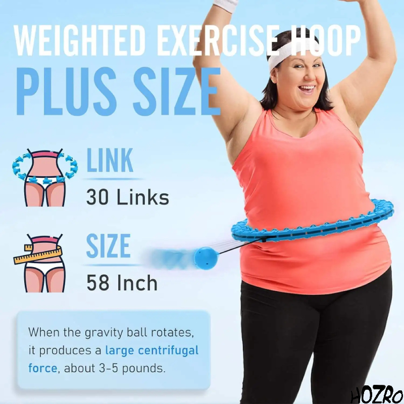 Cerc Fitness Reglabil 2 în 1 HOZRO, pentru Adulți – Cu Greutăți și Design Detasabil, Ideal pentru Slăbit, Tonifiere și Antrenamente Cardio – Hula Hoop Inteligent de Tip Infinity, Ușor de Asamblat și Utilizat Acasă sau la Sală HOZRO