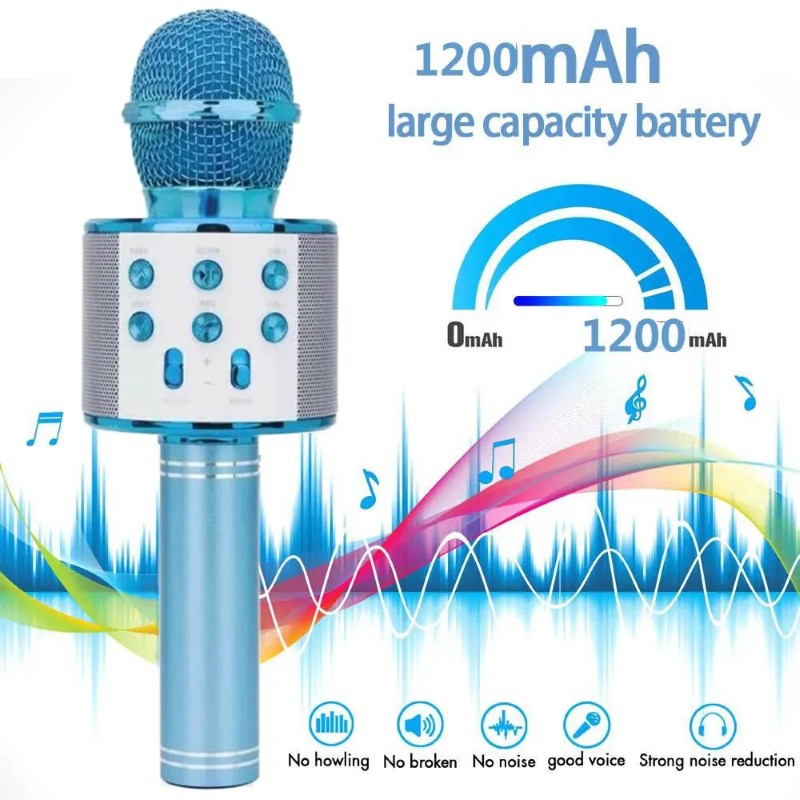 Microfon Wireless pentru Karaoke cu Bluetooth, Blue – Distracția începe aici! 🎤 BESTSELLS