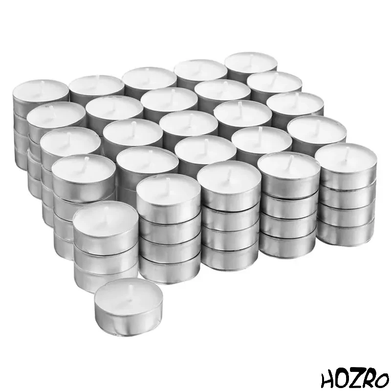 Set 100 Lumânări Pastilă HOZRO, Timp de Ardere 3 Ore, Ideal pentru Ambianță, Evenimente și Decor HOZRO