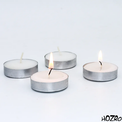 Set 100 Lumânări Pastilă HOZRO, Timp de Ardere 3 Ore, Ideal pentru Ambianță, Evenimente și Decor HOZRO