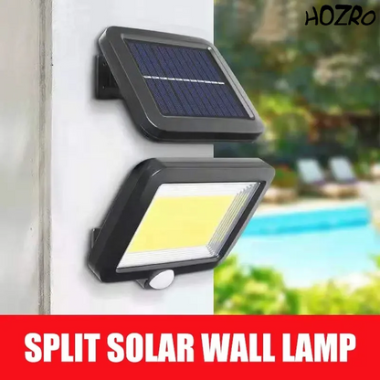 Lampa solara de perete HOZRO, SL-F100 cu senzor de miscare, 100 LED-uri COB, panou solar, telecomanda si iluminare automata pentru exterior HOZRO