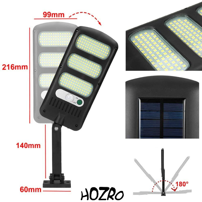 Lampă Solară LED HOZRO, Model JY-213 cu Panou Solar Eficient, Putere Mare, Senzor de Mișcare și Telecomandă – Rezistentă la Apă (IP65), Ideală pentru Curte, Grădină, Terasă și Iluminat Exterior HOZRO