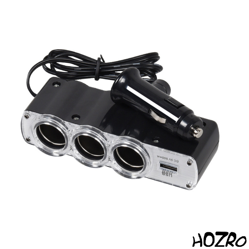 Priză Triplă Brichetă Auto HOZRO, Adaptor 12V/24V cu 3 Porturi pentru Alimentare Simultană, USB Integrat, Protecție la Supratensiune și Design Compact, Ideal pentru Telefon, GPS și Accesorii Auto HOZRO