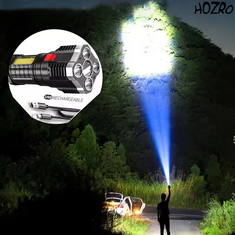 Lanternă de Mână HOZRO, cu 5 LED-uri – Compactă, Portabilă și Puternică, Ideală pentru Camping, Drumeții și Uz Casnic HOZRO