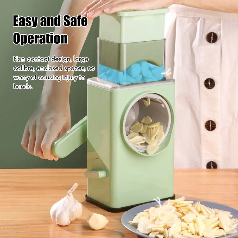 Razatoare multifunctionala, cu manivela 3 in 1, pentru legume/fructe/branzeturi, cu 3 tipuri de lame rotative BESTSELLS