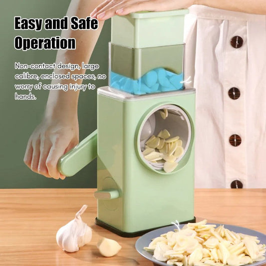 Razatoare multifunctionala, cu manivela 3 in 1, pentru legume/fructe/branzeturi, cu 3 tipuri de lame rotative BESTSELLS