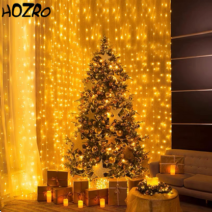 Lumini Tip Perdea LED HOZRO, 3 x 2 Metri, Rezistente la Apă IP65, Iluminare Decorativă RGB pentru Crăciun, Petreceri, Nunti și Evenimente Festive HOZRO