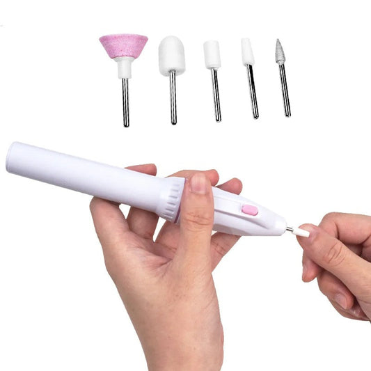 Pila electrica pentru unghii, set mani pedi, cu capetele interschimbabile si doua pile pentru calcai, alb BESTSELLS