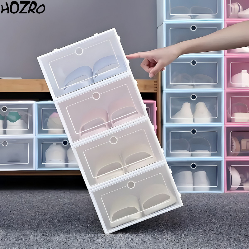 Organizator Pantofi Modular HOZRO, Dimensiune 14x23x33 cm – Cutie Transparentă, Rezistentă și Stivuibilă, Soluție Practică pentru Dressing și Spații de Depozitare HOZRO