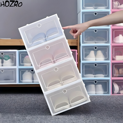 Organizator Pantofi Modular HOZRO, Dimensiune 14x23x33 cm – Cutie Transparentă, Rezistentă și Stivuibilă, Soluție Practică pentru Dressing și Spații de Depozitare HOZRO