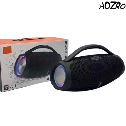 🎶 Boxă Portabilă HOZRO, Super Bass Booms Box 3 Bluetooth, cu Mâner, Sunet Puternic 3D Stereo, Slot USB, Card TF, Radio FM și Rezistență la Apă IPX6 – Design Modern, Autonomie Extinsă și Culori Vibrante HOZRO