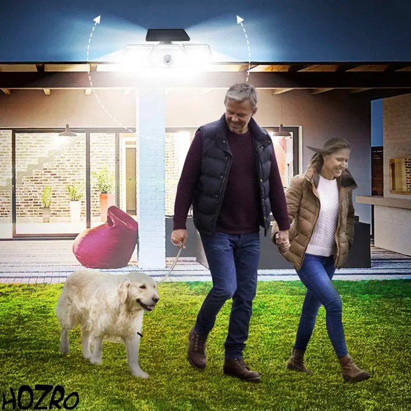 Lampa solara de perete HOZRO, cu senzor de miscare, Model W774A , panou solar, telecomanda si iluminare automata pentru exterior HOZRO
