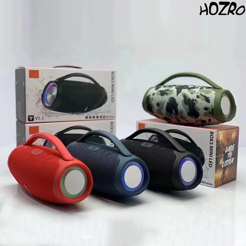 🎶 Boxă Portabilă HOZRO, Super Bass Booms Box 3 Bluetooth, cu Mâner, Sunet Puternic 3D Stereo, Slot USB, Card TF, Radio FM și Rezistență la Apă IPX6 – Design Modern, Autonomie Extinsă și Culori Vibrante HOZRO