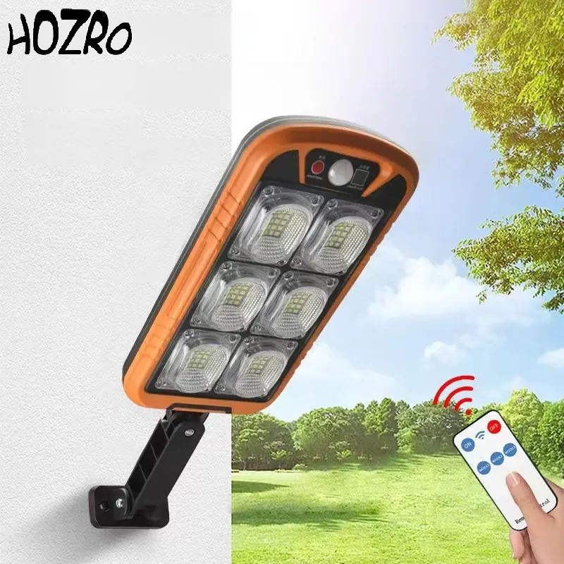 Lampa solara HOZRO, LED ZB150A cu senzor de miscare, carcasa rezistenta, eficienta energetica ridicata, protectie la intemperii, ideala pentru iluminatul exterior, gradini, terase si spatii comerciale HOZRO