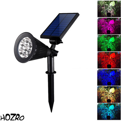 Proiector HOZRO, RGB cu Panou Solar – Iluminare LED Multicoloră, Telecomandă și Senzor de Lumină, Ideal pentru Exterior HOZRO