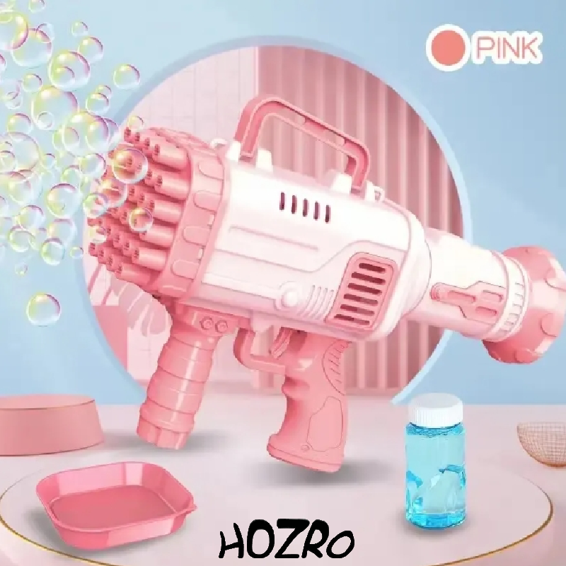 🎀 Pistol Baloane HOZRO, Bubble Super Gun Roz – Jucărie Interactivă cu Efecte Spectaculoase de Bule de Săpun, Ideală pentru Copii și Petreceri HOZRO