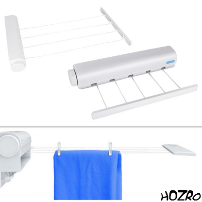 Uscător Rufe HOZRO, Retractabil cu Sfoară – Suport Compact și Reglabil pentru Haine, Ideal pentru Balcon, Baie sau Terasă HOZRO