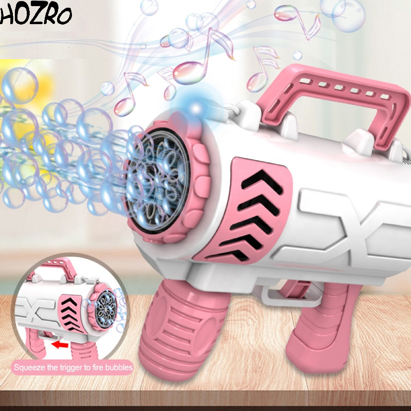 Jucarie pistol baloane de sapun HOZRO, pentru copii, cu 10 orificii, model Bubble Super Gun HOZRO