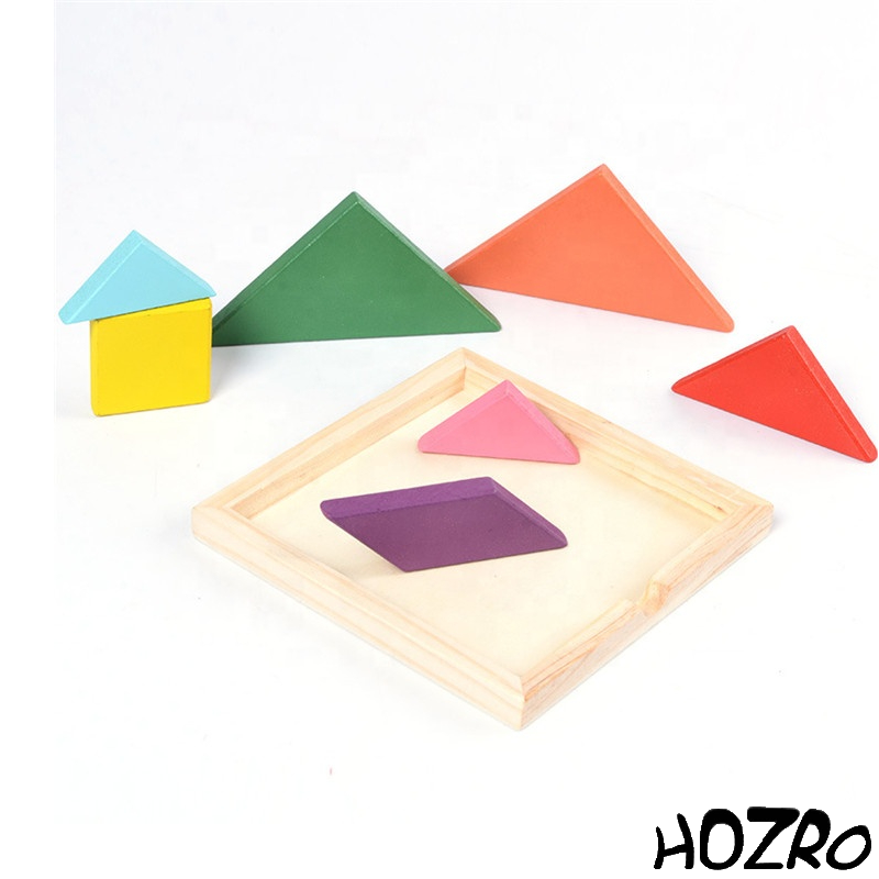 Tangram Joc Educativ HOZRO, din Lemn – Puzzle Clasic Chinezesc, Dezvoltă Creativitatea, Logica și Motricitatea Fină, Ideal pentru Copii și Adulți, Distracție Interactivă la Școală sau Acasă HOZRO