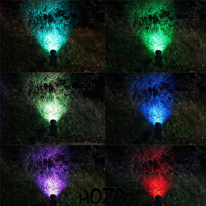 Proiector HOZRO, RGB cu Panou Solar – Iluminare LED Multicoloră, Telecomandă și Senzor de Lumină, Ideal pentru Exterior HOZRO