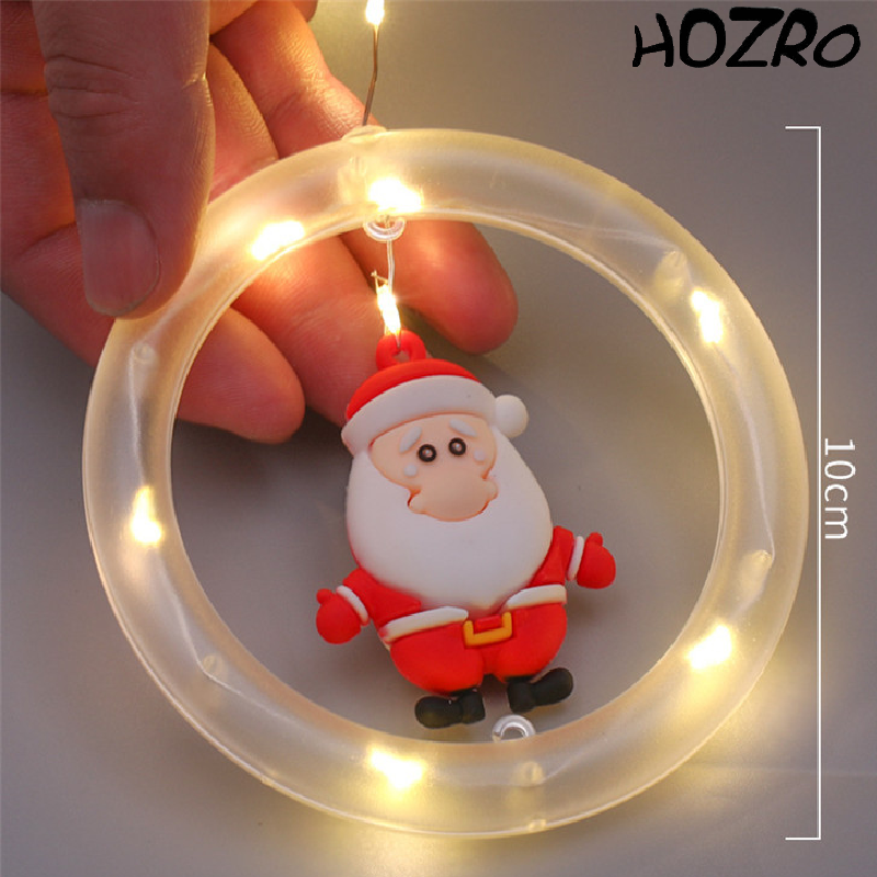 🎄 Ghirlandă Luminoasă HOZRO, de Crăciun cu 10 Inele Suspendate, 3 Metri – Figurine Festive 3D și LED cu Lumină Caldă ✨ HOZRO
