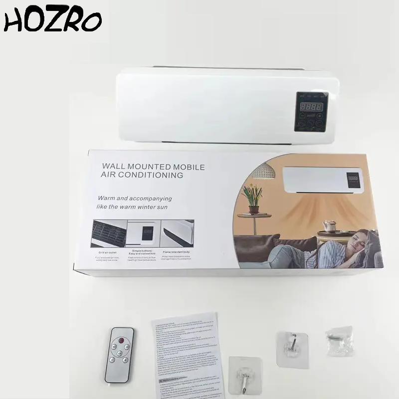 Mini Aer Condiționat Portabil HOZRO, 2 în 1, Montaj Pe Perete, Cu Funcție de Răcire și Încălzire, 1200W, Gama 16–40°C, Telecomandă Inclusă, Culoare Albă HOZRO