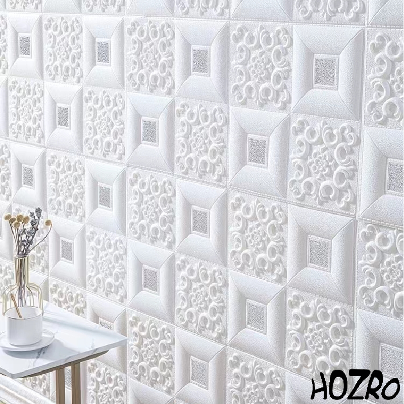 Tapet 3D autoadeziv, Model pentru Tavan/Perete, design modern, foarte usor de montat, Alb/Gri HOZRO