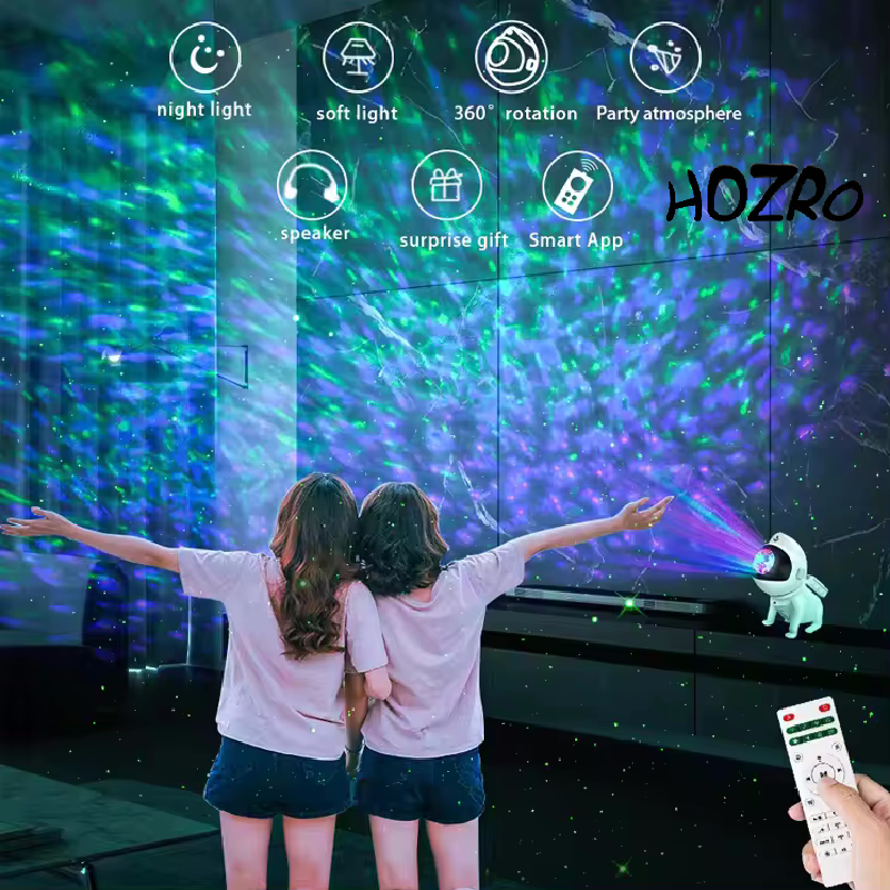 Proiector Astronomic HOZRO, Space Dog cu Design 3D Inteligent, Proiecție Stele și Galaxii în 360°, Lumină Ambientală Reglabilă și Funcție Bluetooth Music Player – Ideal pentru Dormitor, Relaxare, Copii și Decor Modern HOZRO