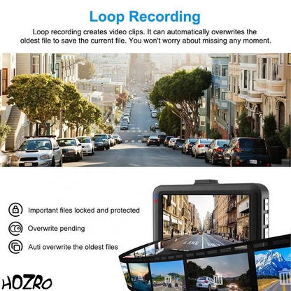 Cameră Auto WDR HOZRO, Full HD cu Unghi Larg, Night Vision și Senzor de Mișcare – Înregistrare Clară Zi și Noapte, Protecție Avansată în Trafic și Funcție de Monitorizare la Parcare HOZRO